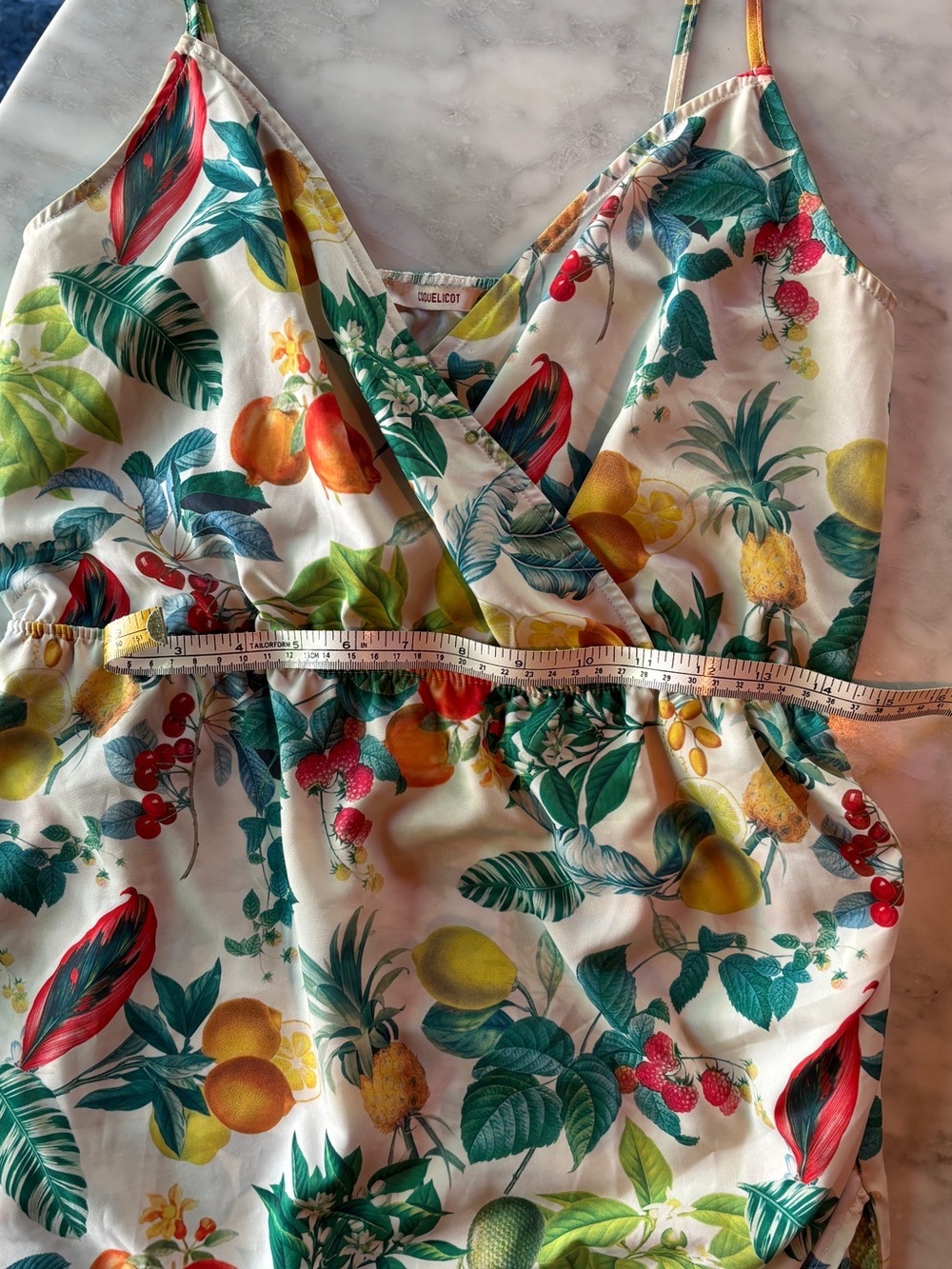 Coquelicot Tropical Fruit Print Dress – Summer Sundress – Size S - Picture 7 of 9